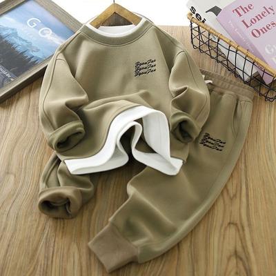 Boys Clothing Set Spring Autumn Fake Two Pieces Sweatshirt+Pants 2Pcs for Teen Boys Casual Tracksuit