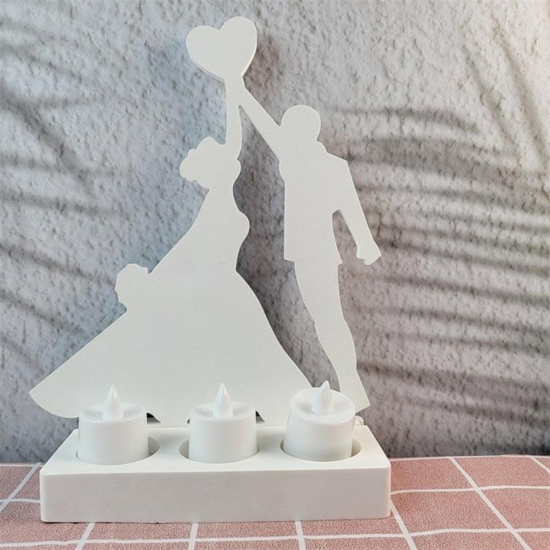 3D Candlestick Silicone Mold Couple Love Heart Candle Base Molds Gypsum Candle Holder Mould Home Decorations Moulds