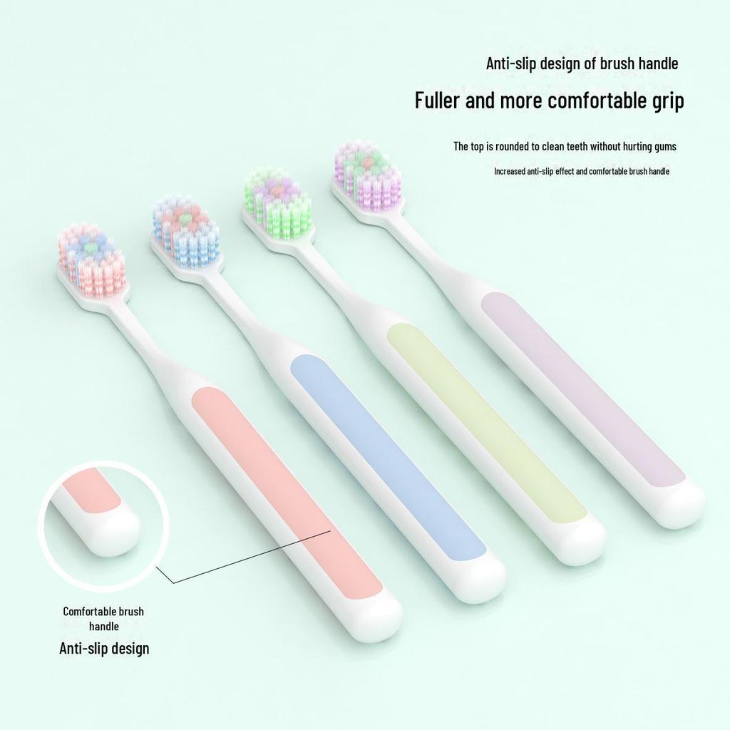 Brosse à dents à poils souples Yuean pour adultes avec fibres triple densité, tête large, nettoyage frais, paquet individuel