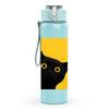 1PC Yellow Background Black Cat 750ml Color Plastic Sports Water Bottle Leakproof Flip Straw Lid For Sports Office Home Use