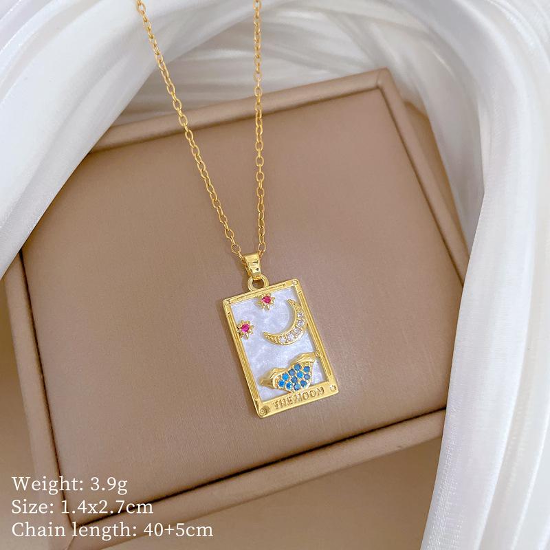 Foreign Trade Portrait Copper Micro-Inlaid Necklace Combination Female Real Gold Electroplated Exquisite Collarbone Chain