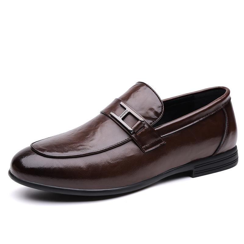 

Модные мужские повседневные кожаные лоферы для бизнеса ручной работы, обувь для вождения, нескользящие мужские слипоны, плоская обувь для ходьбы, мягкая деловая обувь, мокасины 38 коричневый