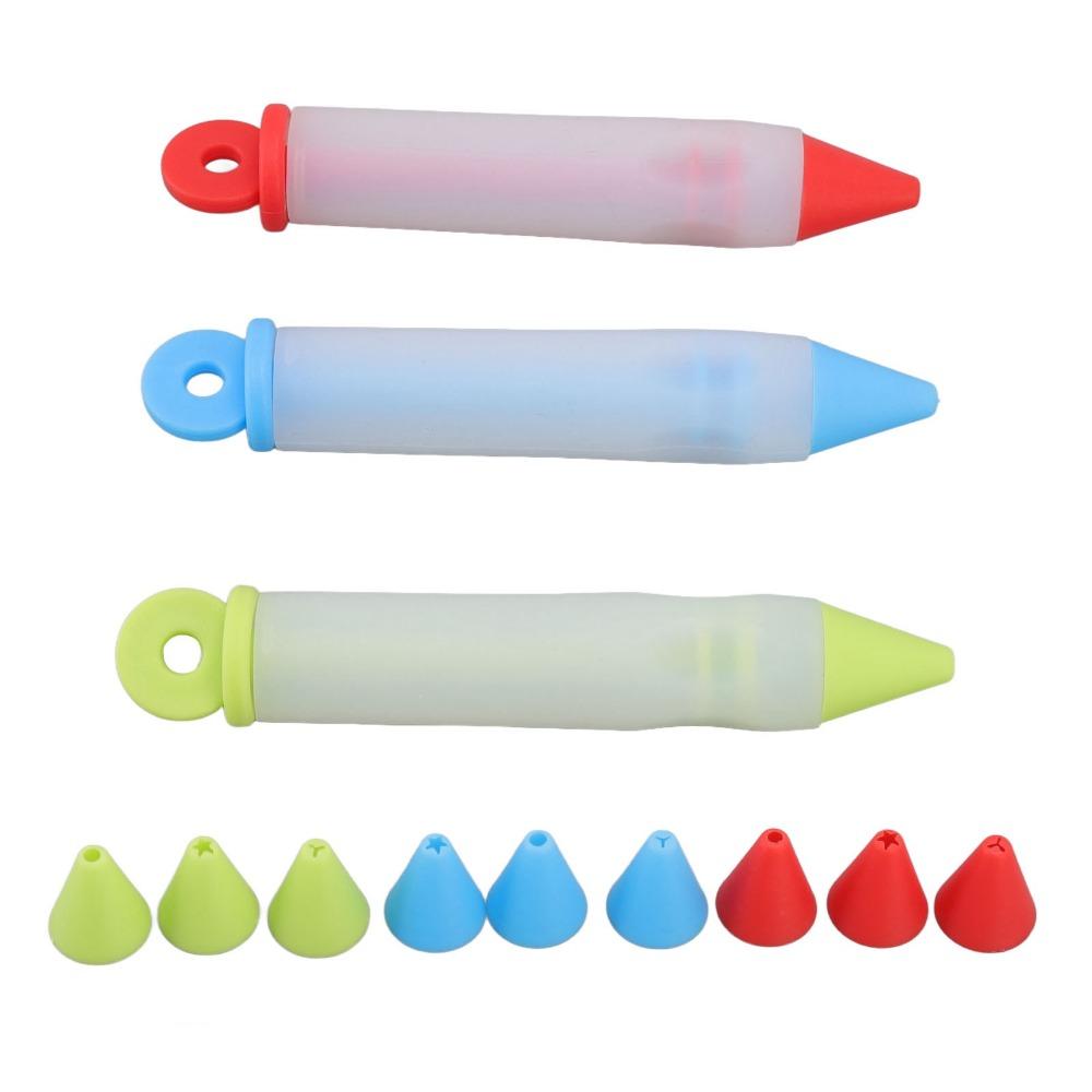 Food Grade Silicone Cake Icing Pen 12 Patterns Chocolate Pen Kit DIY Cake Decorating