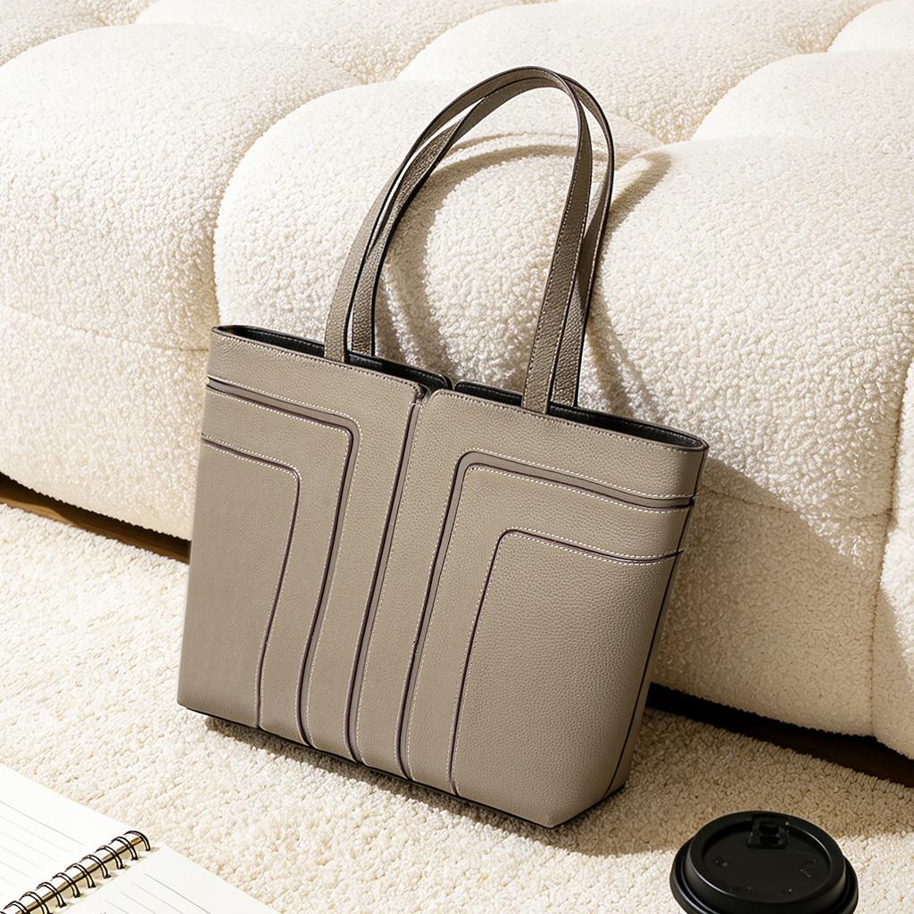 Tote Bag with Large Capacity for Women's Commuting, High-end Feeling, Hot Selling for Work, Light Luxury Handbag, Korean Niche Leather Computer Bag