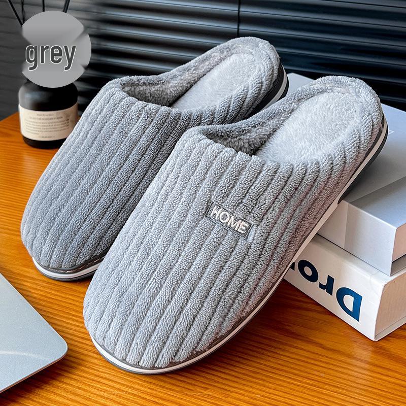 Men's and Women's Color Block Plush Cotton Slippers - Warm, Non-Slip, Indoor Footwear for Autumn and Winter