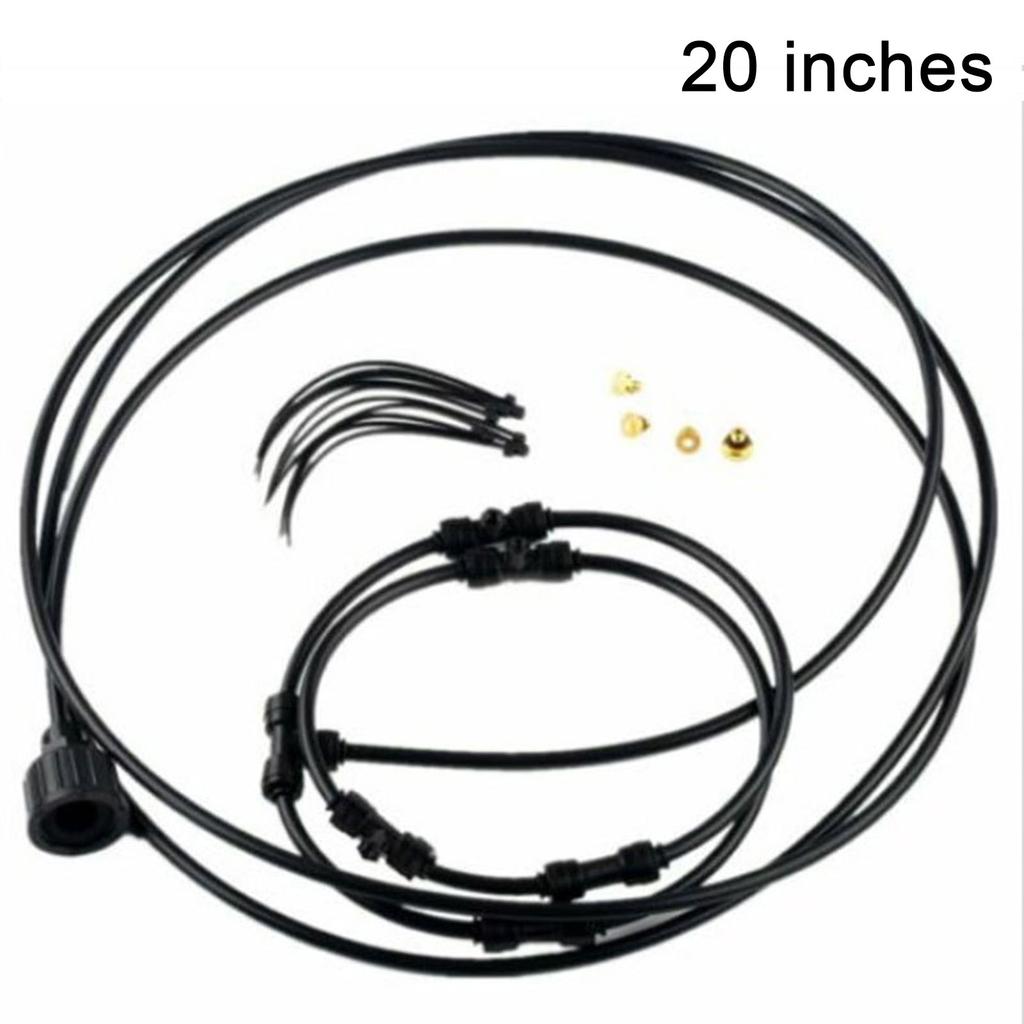 Outdoor Fan Mister Cooling System Summer Misting Kit Brass Nozzle Black with 20in Spray Ring
