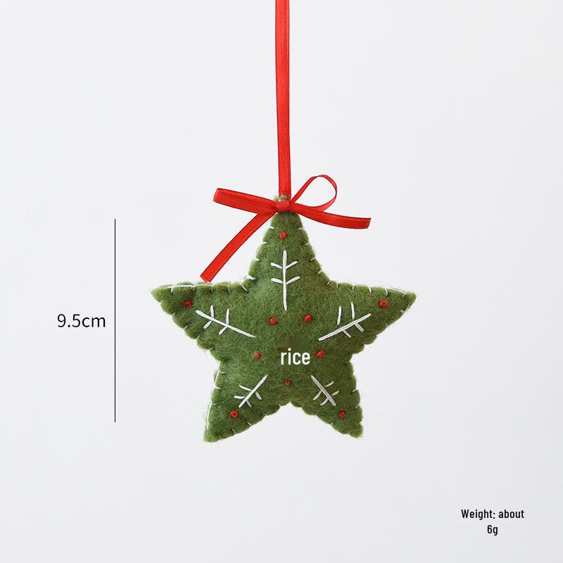 Creative Wool Felt Christmas Ornaments: Five-Pointed Star, Snowflake, Tree Decorative Pendants