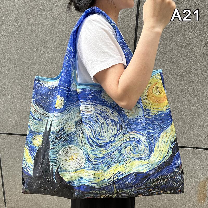 Bag Foldable Shopping Bag Reusable Grocery Storage Bag Nylon Portable Shoulder Handbag Travel Tote Bag