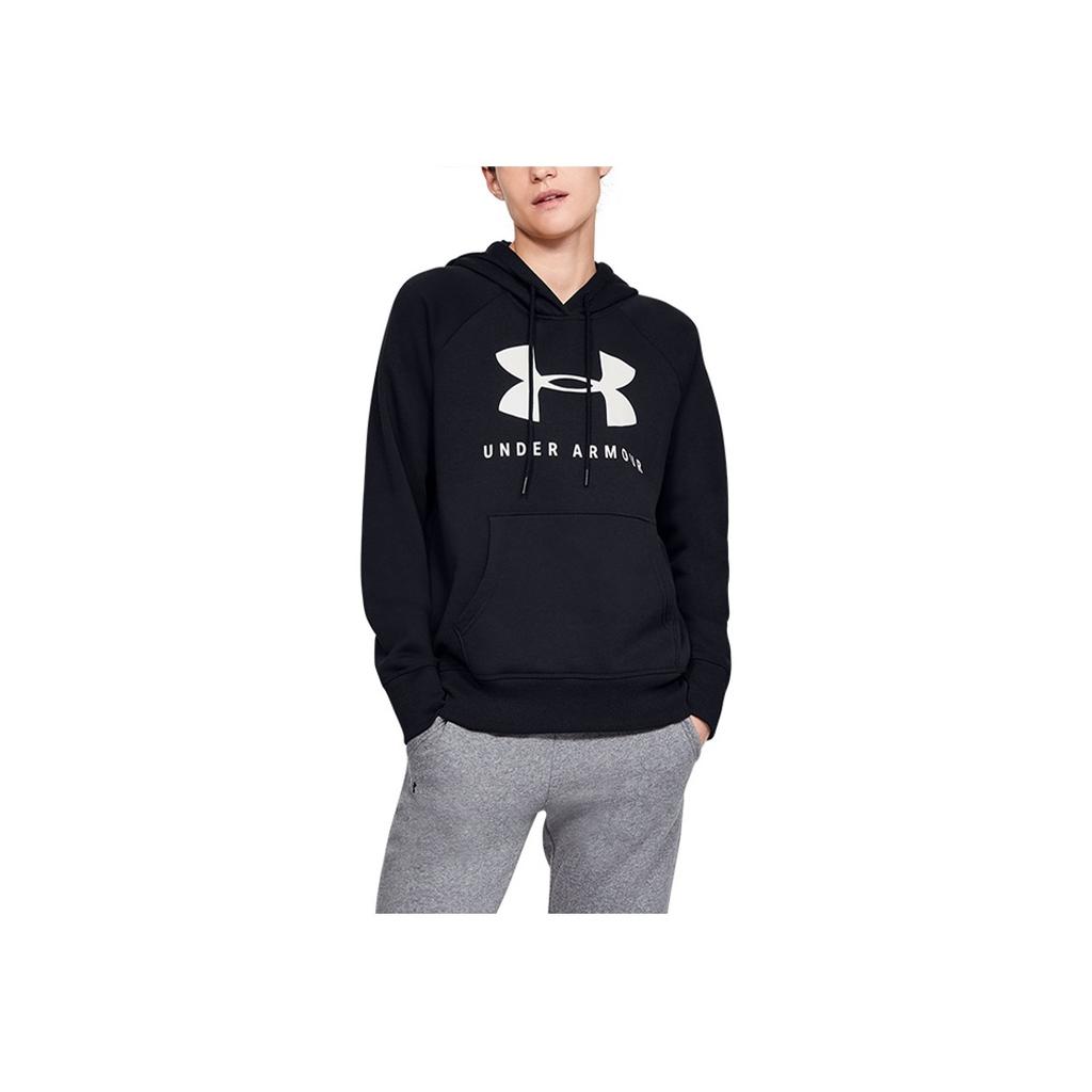 Under Armour Rival Sportstyle Large Logo Printed Fleece Hoodie Women hoodies Black 1348550-001
