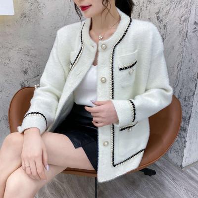 Autumn and Winter Short Imitation Mink Fur Coat Women's Coat Loose Korean Version of Small Fragrant Wind Knitted Crewneck Cardigan New