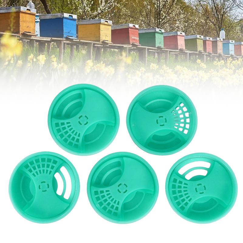 5pcs Round Hive Entrance Discs Attach To Nuc Or Hive Boxes Swarm Boxes Ventilator Rotatable Opening and Closing Hive Entrance