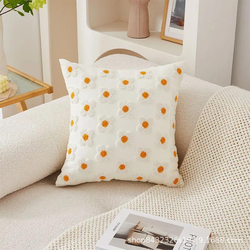 45X45Embroidery Pillowcase Pillow Cover Luxury Flower Nordic Vintage Style Cushion Covers Home Living Room Sofa Couch Seat Decor