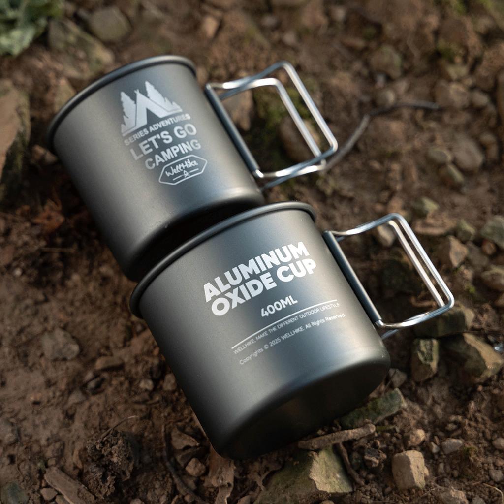 1/2Pcs Camping Mug with Foldable Handle Camping Cups for Backpacking Hiking Traveling and Picnic