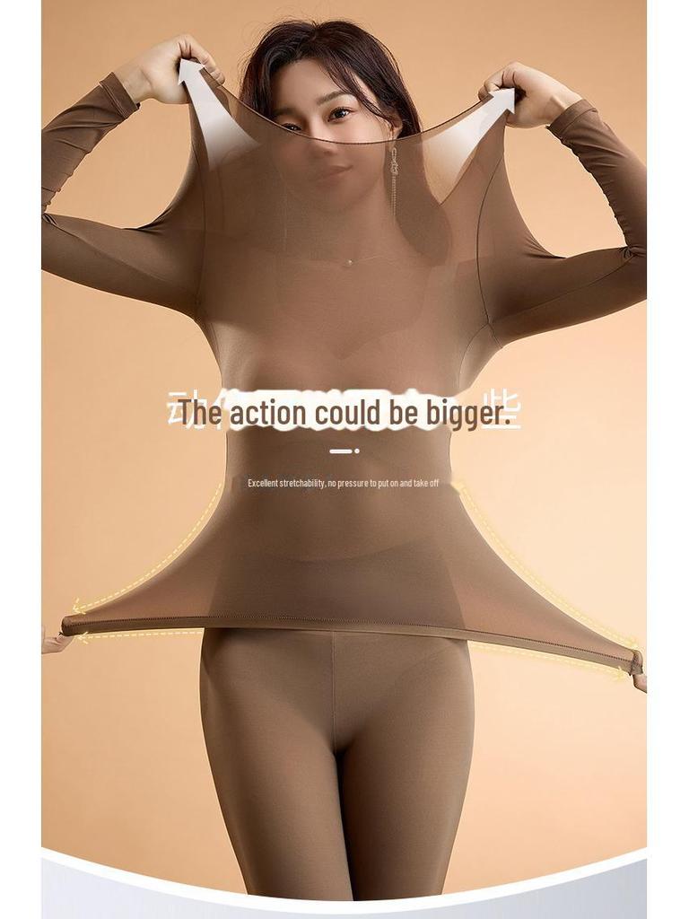 High-Elasticity Moisturizing Tummy-Control Ultra-Thin Warm Autumn/Winter Women's Underwear Top