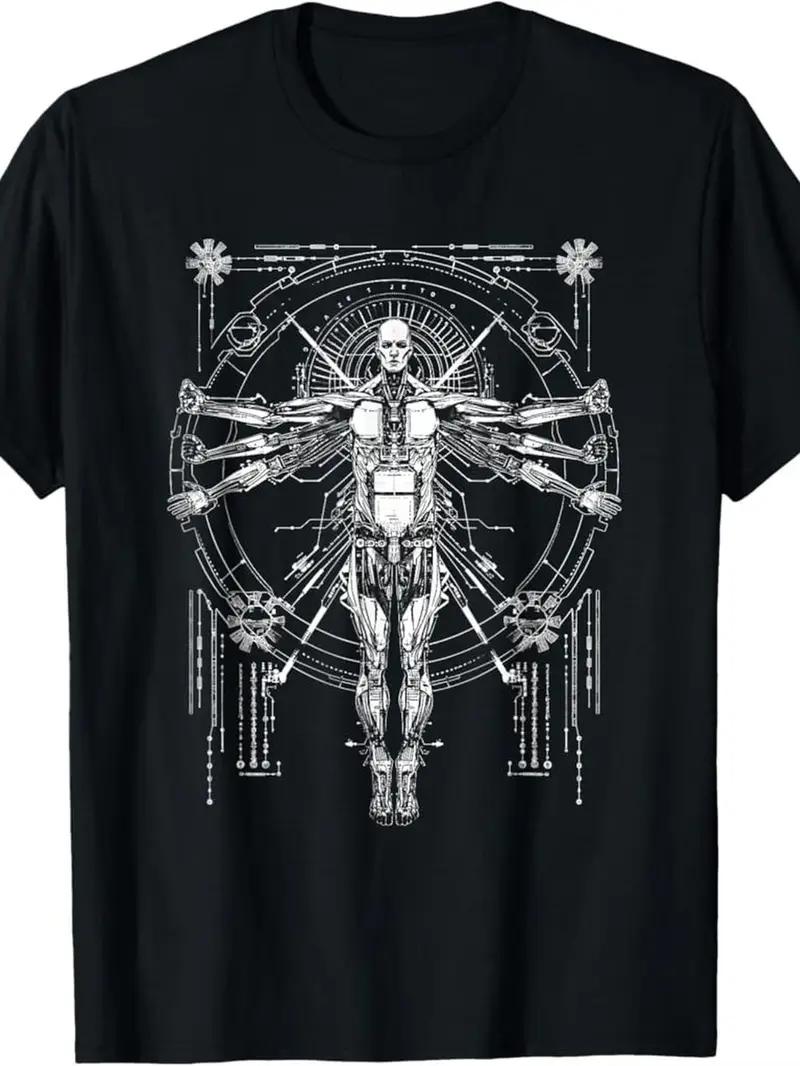 Science Fiction Fan Retro Futuristic Robot Printed Tshirt Fashionable Y2K Urban Highquality Pure Cotton Mens Tshirt XL
