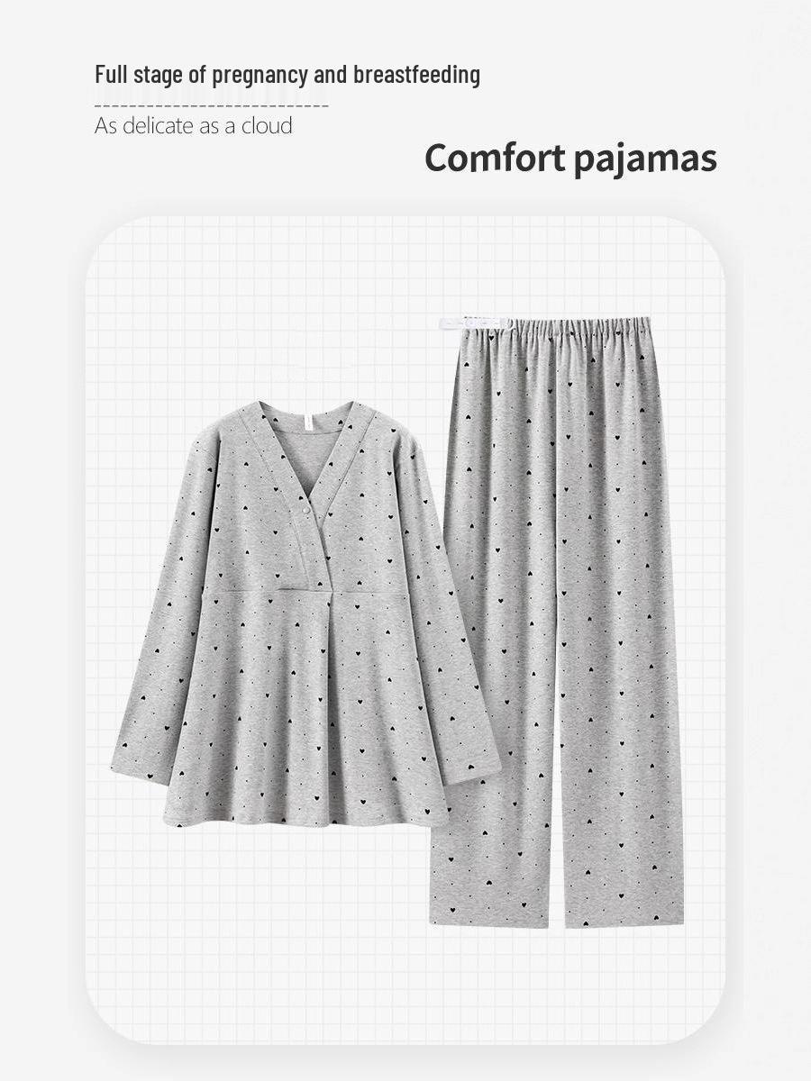 

Plus Size Maternity Pajamas with Chest Pads for Spring and Autumn - Nursing Wear for Pregnant and Postpartum Women XL - suited for 130-150 jin сірий колір