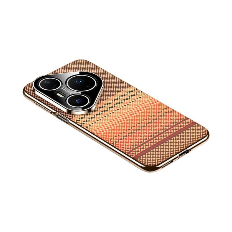 Applicable to Huawei pura70pro mobile phone case electroplating all-inclusive anti-drop pura80pro carbon fiber pattern male leather case