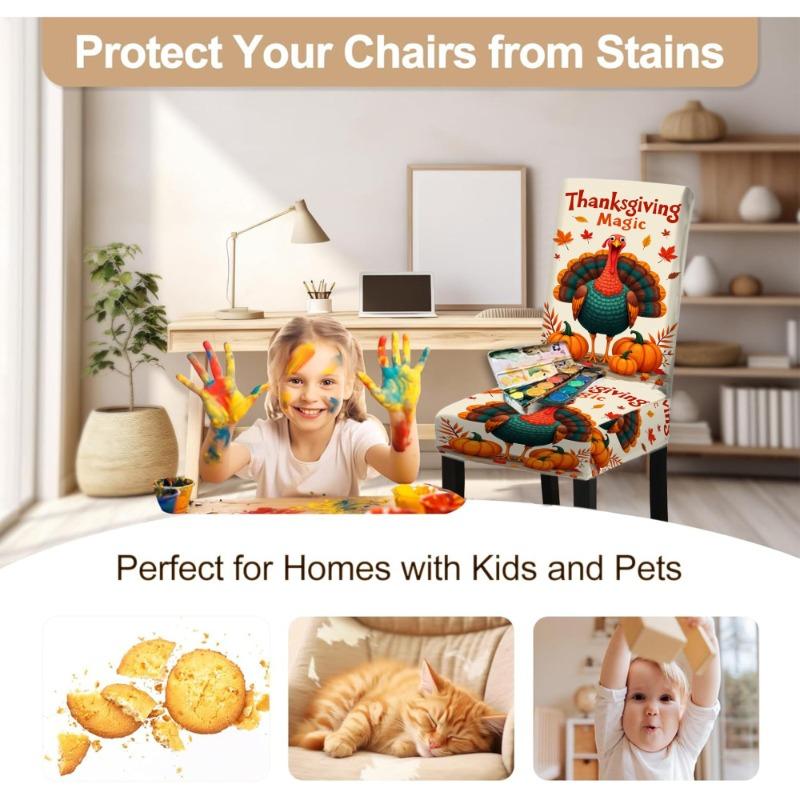 Thanksgiving Stuhlbezug Bedruckt Rutschfest Staubdicht Dekorativ Enganliegend Esszimmerbezug Hotel Veranstaltung Zuhause Universal Sitzschoner