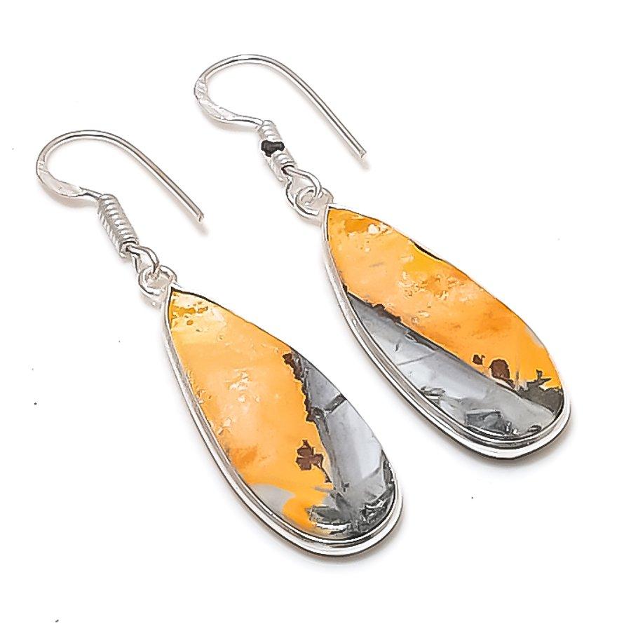 

Натуральный Малигановый Яшмовый Камень Ручной Работы Серьга из Стерлингового Серебра 925 пробы 1.97 AE-11481