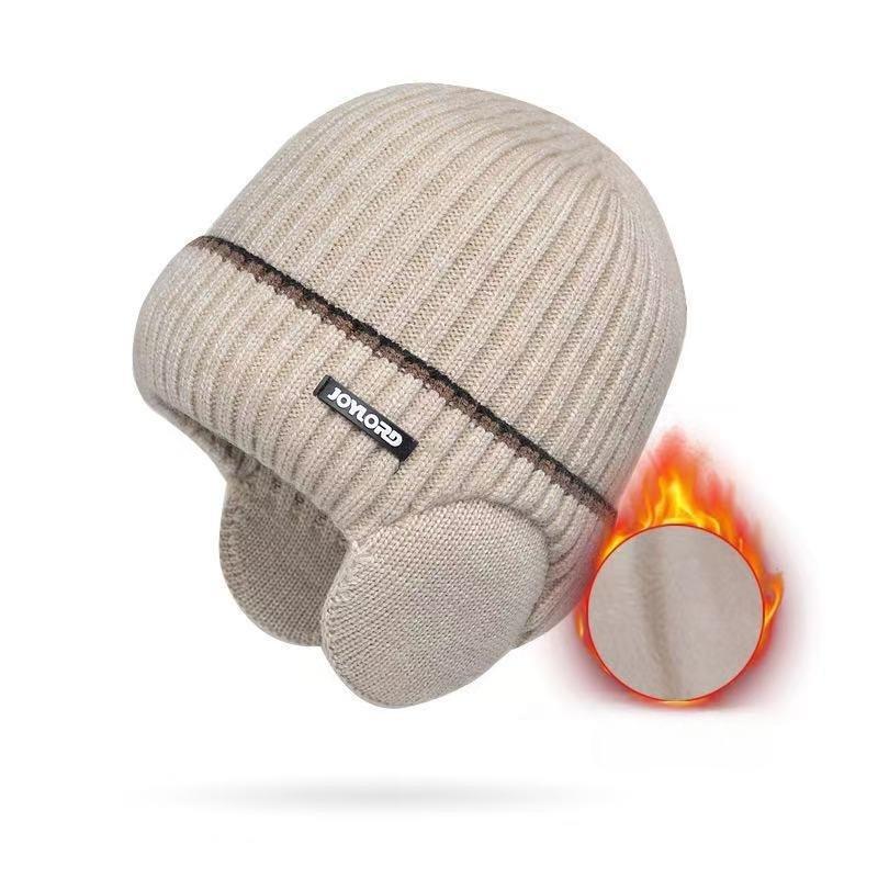 Winter Warm Beanie Unisex Knitted Hat with Fleece Ear Protection, European Style
