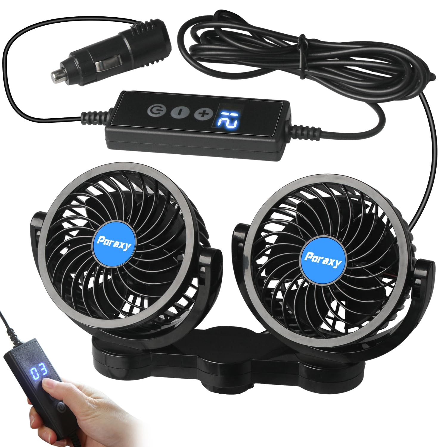 

Rear Fan, Porch, 12 Levels of Air Flow Adjustment, Car Fan, LED Display Controller,