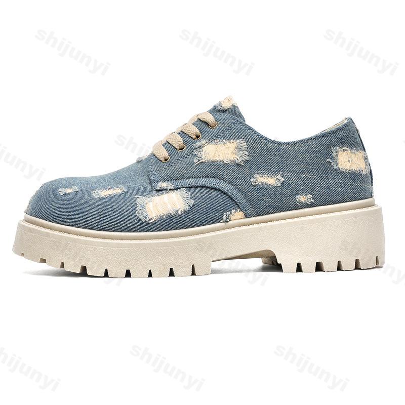Fashion 2025 New Style Niche Dasign Boot Denim Low Top Cloth Shoes Retro Thick Sole Height Increasing Comfortable Fashion Trend Sneakers