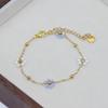 Elegant 18K Gold Beaded Necklace & Flower Bracelet in Titanium Steel