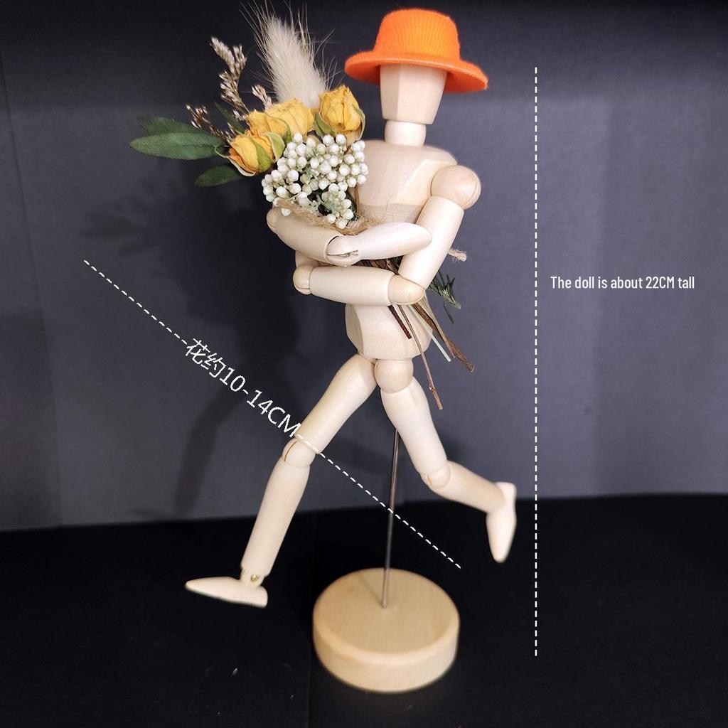 Jointed Wooden Puppet Doll: Handcrafted Human Body Ornament & Decompression Gadget.