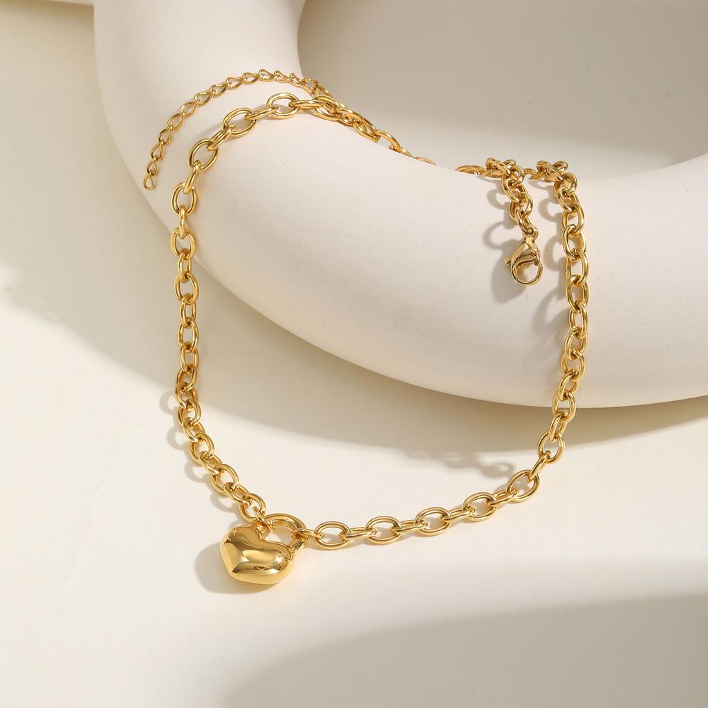 High Quality Heart-shaped Lock Necklace for Women,Luxurious Stainless Steel Link Chain Necklaces,Fashion Mother's Day Gift