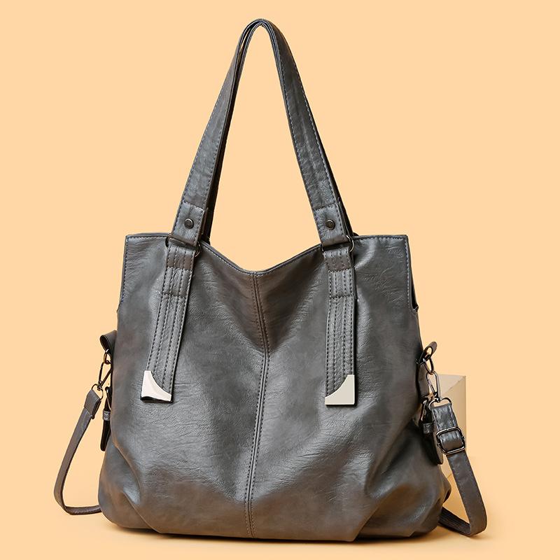 Soft leather feminine tote bag new portable shoulder bag large capacity casual shoulder messenger bag
