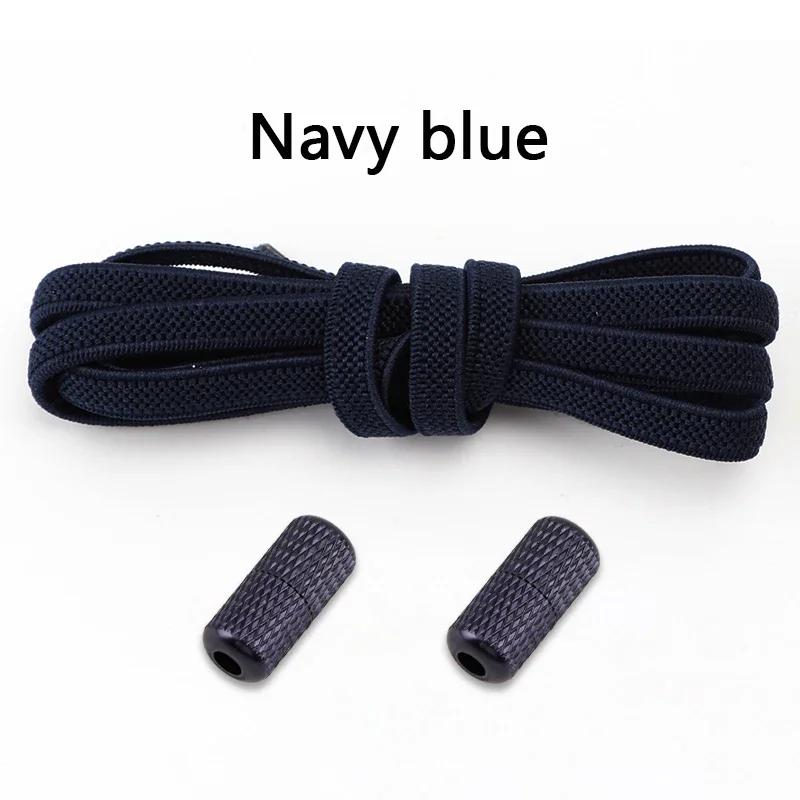 1 Pair Elastic Shoelaces Without Ties Flat Shoe Laces Round Metal Capsules Lock Rubber Band Lazy Shoes Lace For Sneakers