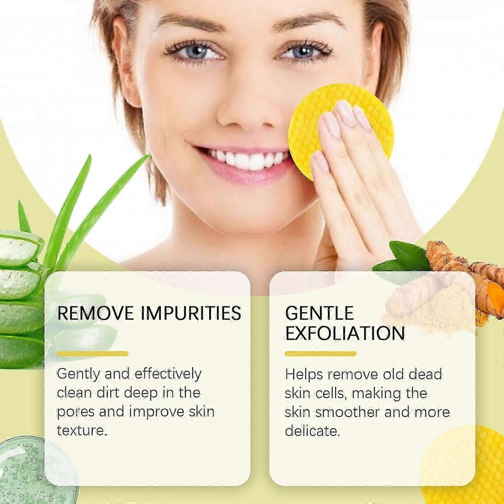 Turmeric Acid Cleaning Pads - Gentle Exfoliation & Deep Cleansing for Bright, Smooth Skin - 50 Count with Kojic Acid & Aloe Vera for Oil & Blackhead R