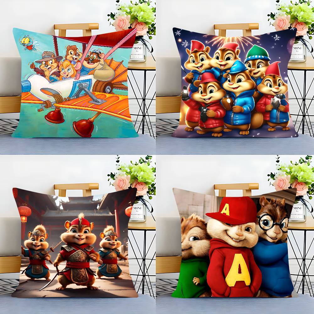 A-Alvin E T-The Chipmunk-s Federa Rimovibile Lavabile Copricuscino – Lino Morbido per Tutte le Stagioni