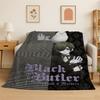 Black Butler Cartoon Anime Flanelldecke Weiche Warme Überwurfdecke für Schlafzimmer Wohnzimmer Bett Reise Camping Picknick Geschenk