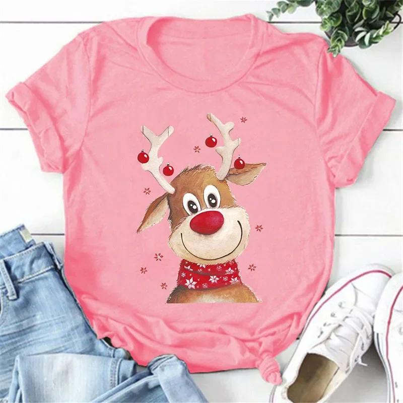 New Christmas Reindeer TShirts Deer Women Fashion Short Sleeve  Streetwear Harajuku Unisex Tees Tops Clothing