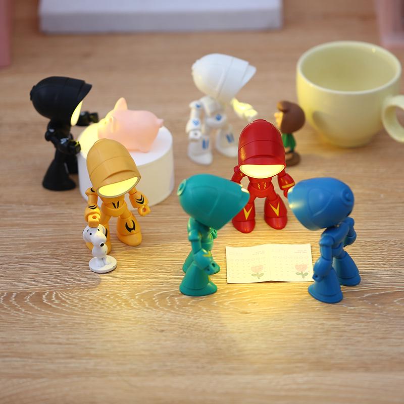 Creative DIY Robocop Night Light - Cute Cartoon Robot Hero Desk Lamp Figurine