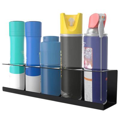 Spray Can Holder Wall Mount Lube Can Storage Rack 5 Can Holes Shelf Steel Aerosol Spray Can Rack for Garage Home Tool Storage