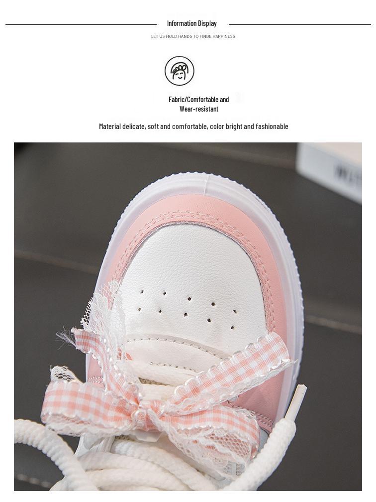 Girls' Leather Spring Bowknot Sneakers - White, Big Kids, Student-Friendly