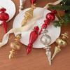 6 Pieces Glass Christmas Tree Ornament Textured Hanging with Suspended Loop Sparkling