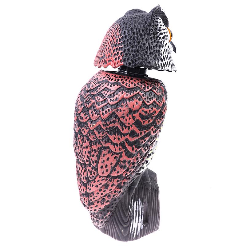 Realistic Bird Scarer Rotating Head Sound Owl Prowler Decoy Protection Repellent