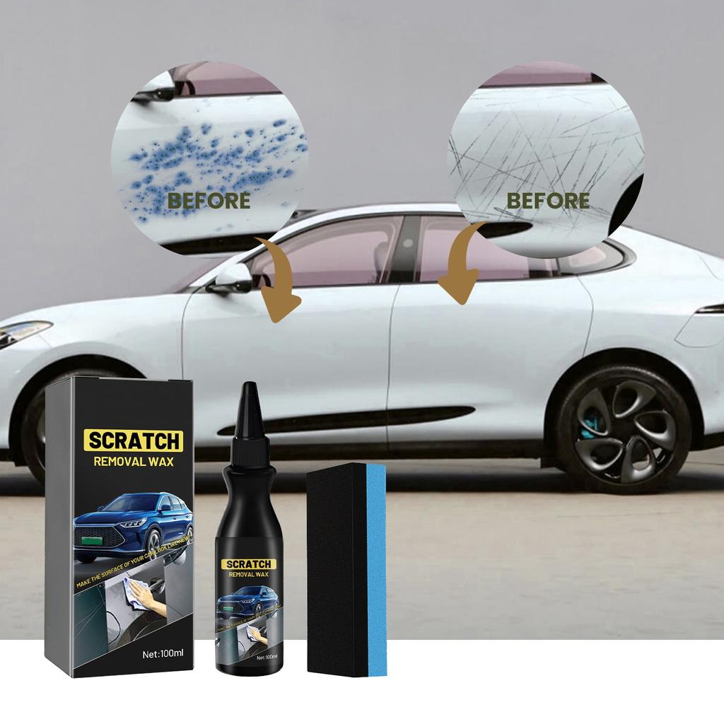 Car Scratch Wax, Car Paint Scratch Balm, Car Scratch Wax Sponge Set For All Car Paint Care 100ML