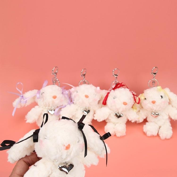 Lovely Plush Rabbit Keychain Cartoon Rabbit Bag Charm Bag Ornament for Girl Featuring Soft Fabric and Eye Catching Color