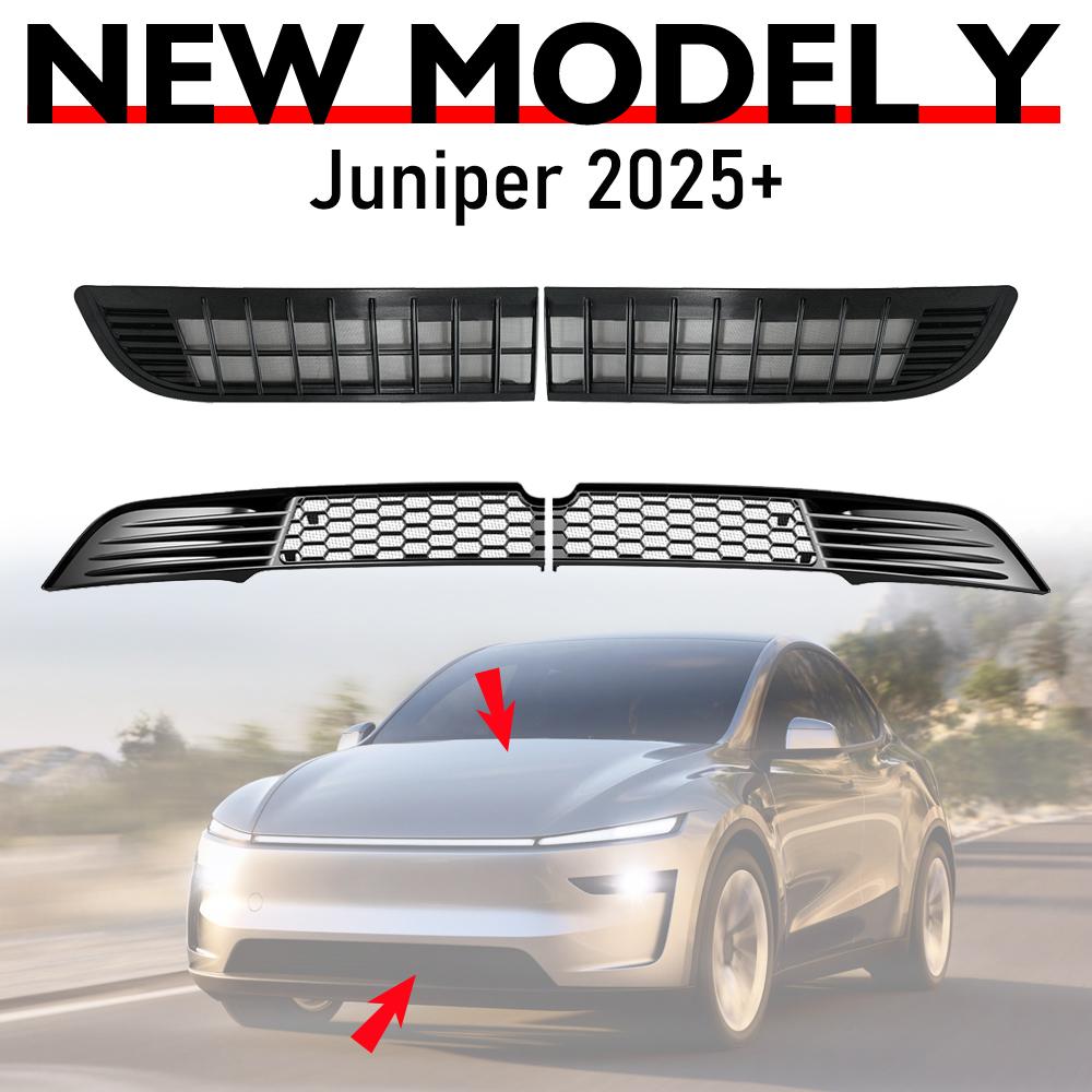 For Tesla Model Y Juniper 2025 Lower Bumper Anti Insect Net Dust Proof Inner Vent Grille Cover Insect-proof Travel Accessories