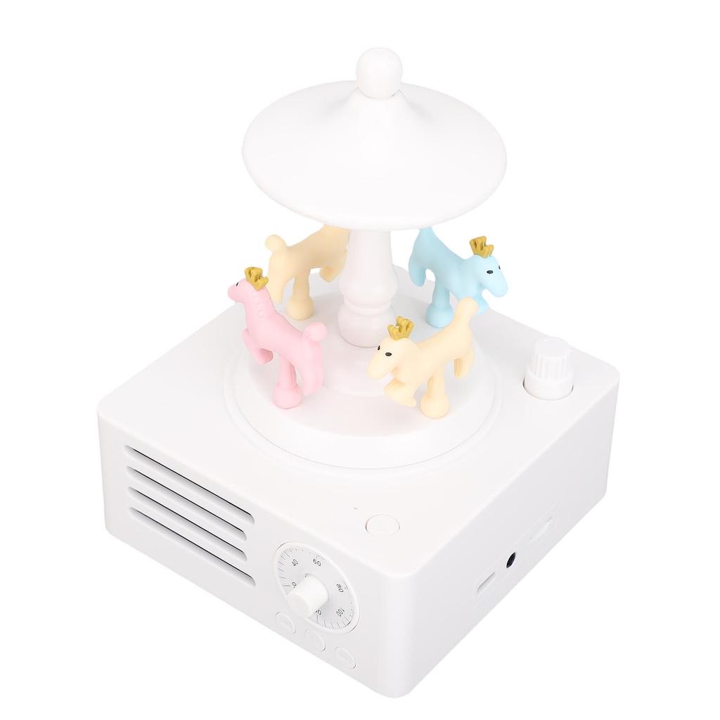 Innovative Speaker Rotating Horse Decor Music Box Bluetooth Small Memory Card AUX Playback 360 Degree Stereo Sound