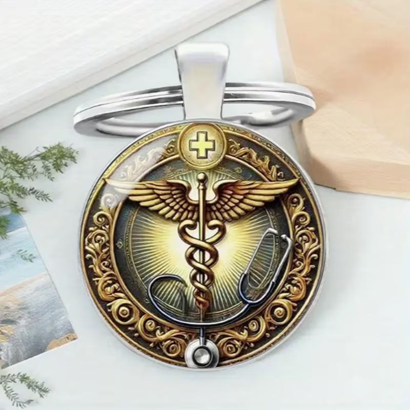 Přívěsek na klíče s drahokamem Badge Time, přívěsek Cross Border, kovový přívěsek na klíče