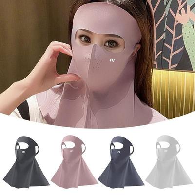 Summer Cool Ice Silk Sun Protection Mask 3D Breathable Anti-UV Neck Scarf Neck Protection Sunscree Sunshade Face Mask Cycling