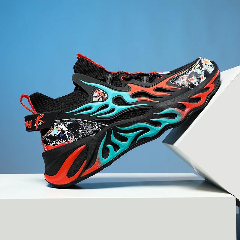 2024 New Men's Shoes Sneakers Camouflage Flying Weaving Bonfire Leisure Running Sneakers