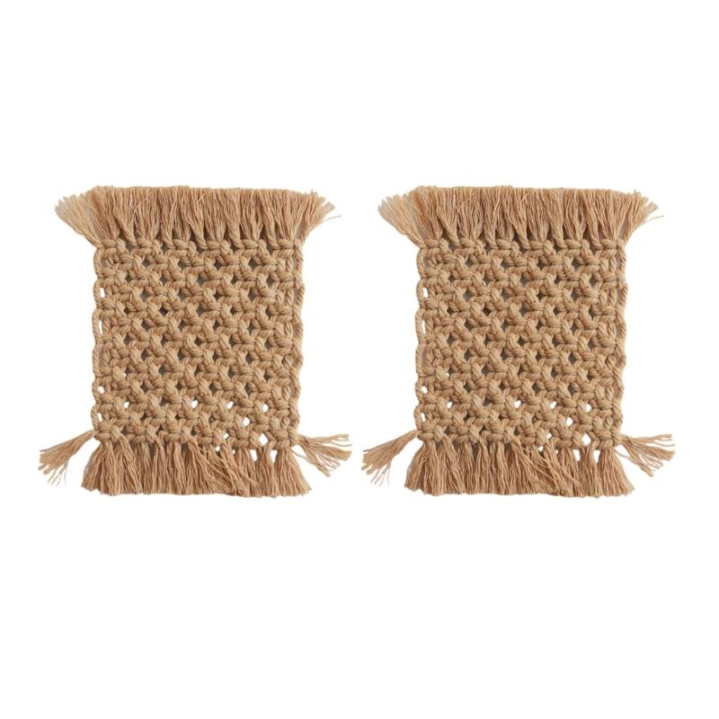 

2 Pack Crochet Heat Resistant Mats Hand Crocheted Cotton Placemats Pots Holders Protective Drink Pads for Daily Use хаки