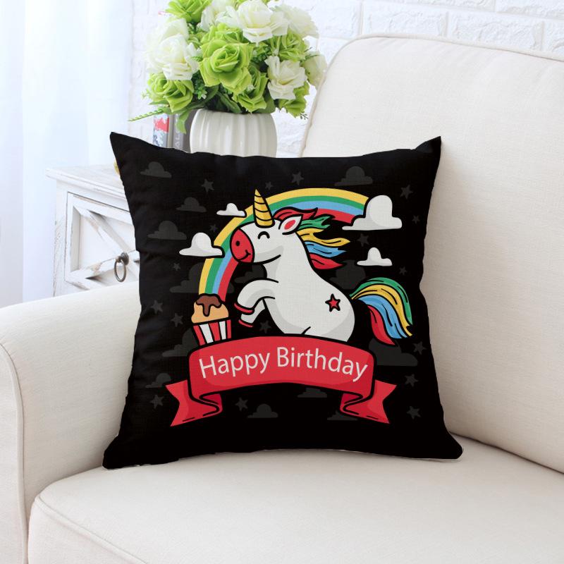 New Unicorn Cushion Cover Hot Polyester Cartoon Unicorn Pillowcase Kids Room Decoration Sofa Couch Throw Pillow Cover Decorative