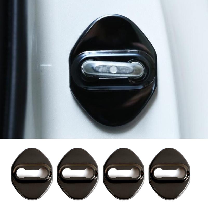 Car Door Locks Protective Cover Stainless Steel Door Lock Protective Cover Door Lock Case- Stickers Auto Interior Parts